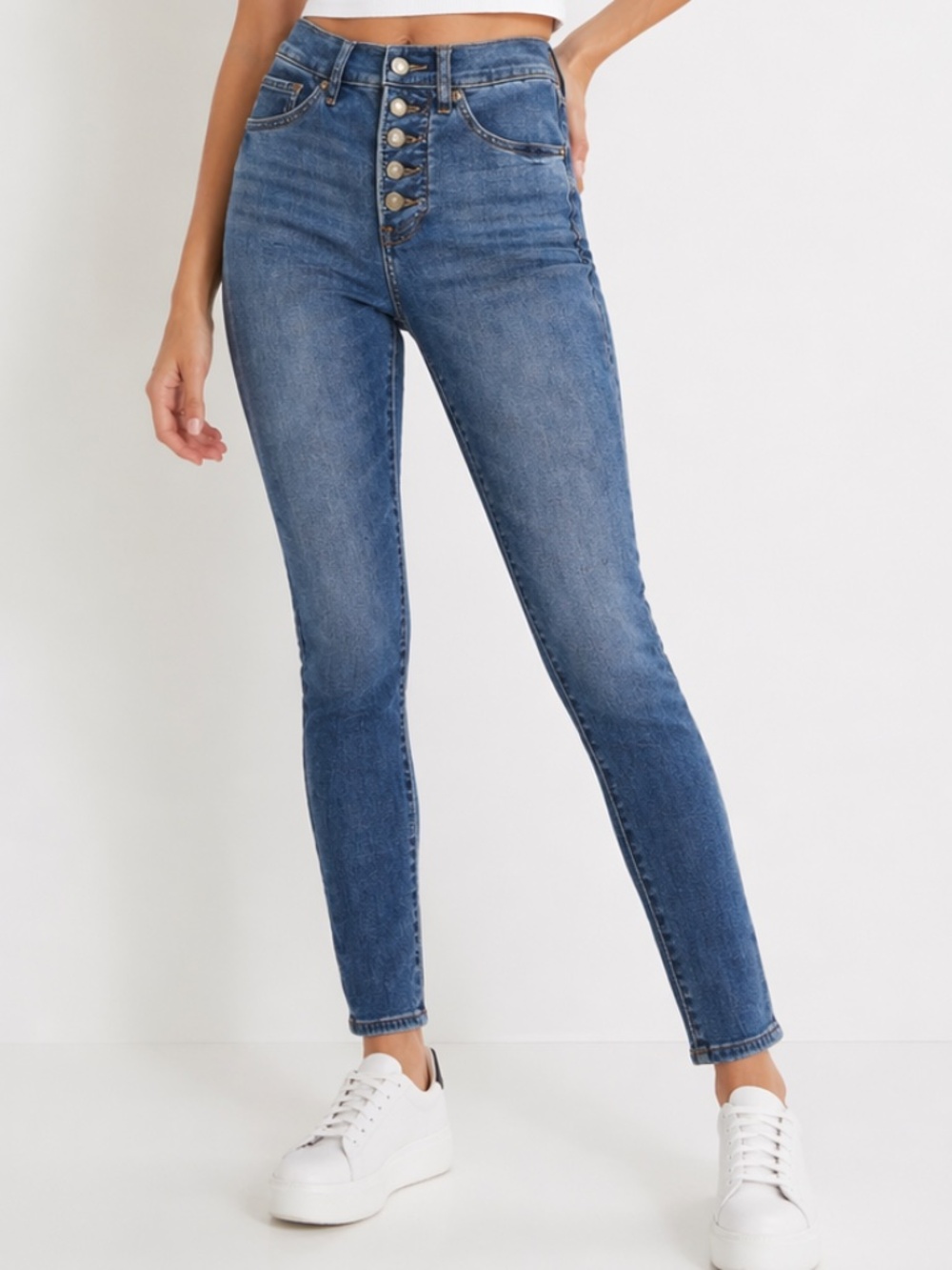 Express Mid Rise Skinny Jeans Sz 0R Stretch Denim Button Fly